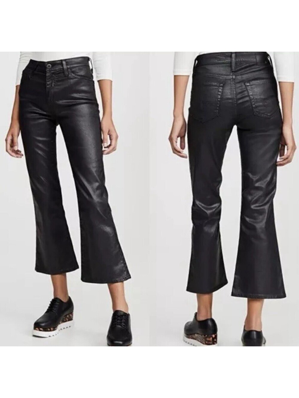 AG Adriano Goldschmied The Quinne Coated Crop Flare Jeans Size 26 High Rise
